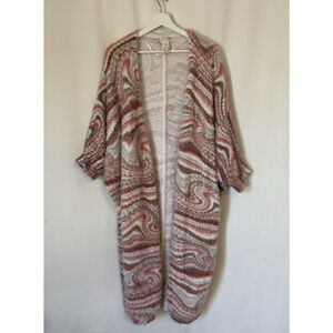 Free People Duster Cardigan Open Front Long Sweater Soft Fuzzy Stretch OS